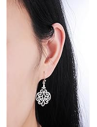 Renaissance Jewelry - Pendientes de plata de ley con filigrana para orejas sensibles