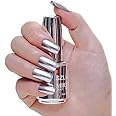 Xiahium Nail Polish Mirror Effect Plating Silver Chrome Metallic Color Long Lasting Gorgeous Glossy Manicure Gel Nail Polish 6/18ml