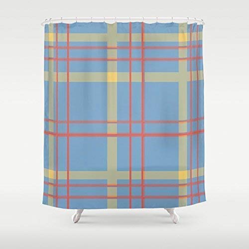 Amazon Com Shower Curtain Custom Plaid Shower Curtain Blue