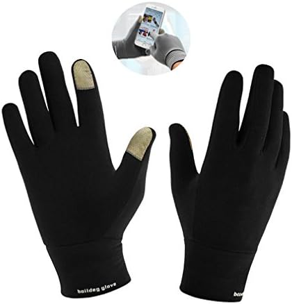 Men and Women Sensitive Touch Screen Gloves for Smart Phone,Ipad,Tablet PC,Iphone,Ipod Hand Warm Thermal Gloves for Running,Driving,Skiing,Snowboarding,Cycling&Texting Compression Gloves (L, Black)