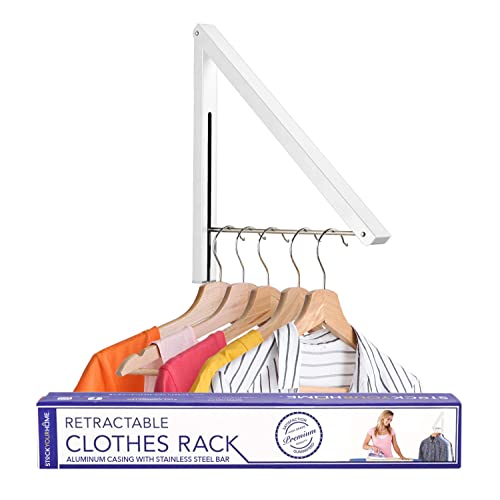 Single Foldable Clothing Rack, WallMounted Retractable Clothes Hanger