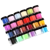 Wotryit 24 Colors Acrylic Nail Art Tips UV Gel Carving Powder Dust Design Decoration 3D DIY Decoration Set(24 Colors Nail Art)