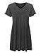 Made by Johnny MBJ WT1057 Womens V Neck Short Sleeve Pleats Tunic Top XL Heather_Charcoal