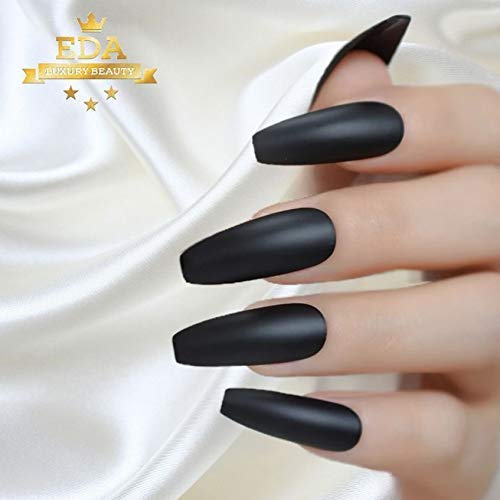 EDA LUXURY BEAUTY DARK BLACK MATTE GLAMOROUS DESIGN Full Cover Press On Gel Glitter Artificial Nail Tips Acrylic Extreme False Nails Extra Long Ballerina Ballet Coffin Square Super Fashion Fake Nails 2 EDA LUXURY BEAUTY DARK BLACK MATTE GLAMOROUS DESIGN Full Cover Press On Gel Glitter Artificial Nail Tips Acrylic Extreme False Nails Extra Long Ballerina Ballet Coffin Square Super Fashion Fake Nails