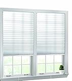 Luxr Blinds Pleated Fabric Shades with Pull Cord Operation: Easy Installation Light Filtering Temporary Shades- White, 48