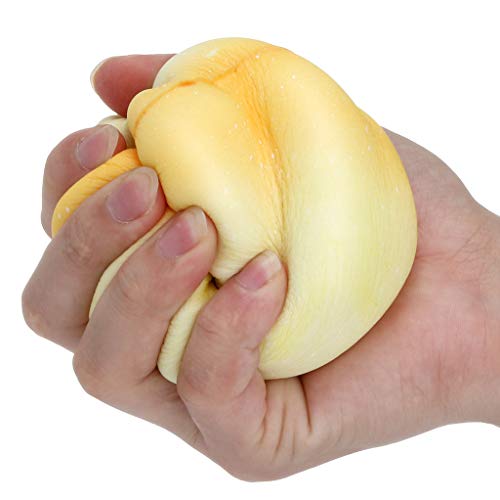 Mikilon Jumbo Squishy Slow Rising Toy Stress Reliever Mango Hand Wrist Toy - Color Change by Temperature - Fruit Party Favor (Yellow)