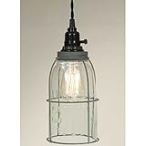 Half Gallon Caged Mason Jar Pendant Lamp in Barn Roof