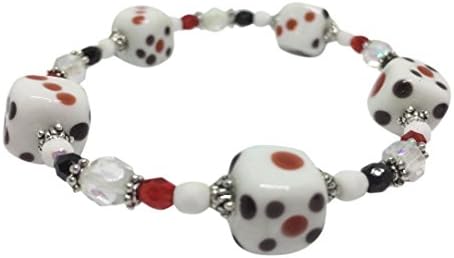 Sky Blue Designs Lampwork Glass Bead Bracelet Square Dice