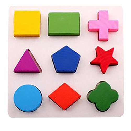 kaifongfu Educational Toy,Kids Baby Wooden Geometry Building Blocks Puzzle Early Learning Educational Toy (A) - Thumbnail 4