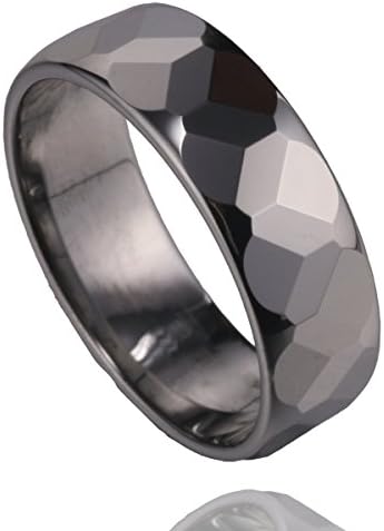 MSK 7mm High Polished Faceted Tungsten Ring Wedding Bands Men Women Silvery Size 6.5 to 11.5 (11)
