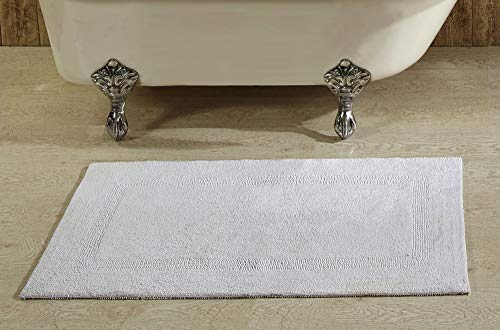 Better Trends Lux Collection in Race Track Pattern 100% Cotton Reversible Bath Mat Rug, 24" x 40", White - Thumbnail 4