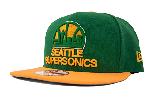 NBA Seattle Supersonics Hardwood Classics 2Tone Basic 9FIFTY Snapback Cap, One Size, Green/Gold