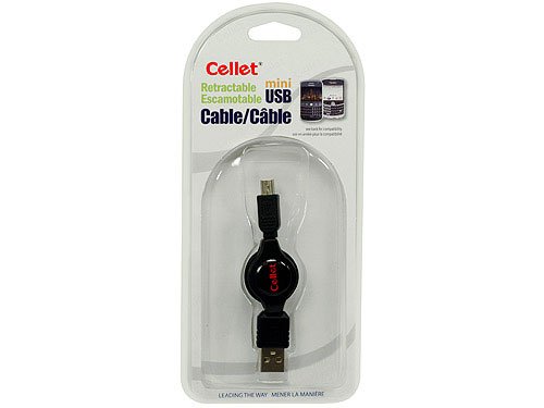 Cellet Retractable 1/2 Long Mini USB Data Cable for GoPro