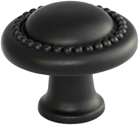 GlideRite Hardware 5222-MB-25 1.25 inch Round Beaded Cabinet Knob 25 Pack, Matte Black Finish