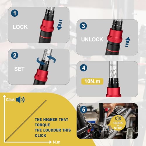 VANPO Bicycle Torque Wrench, 1-25 Nm, 1/4 Inch Torque Wrench Set with 30 S2 Bits, ±3% Precision, 72 Tooth Ratchet, Small Torque Wrench for MTB Bike, Motorcycle, Maintenance and Repair