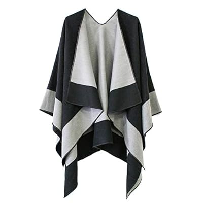 Women's Color Block Reversible Wrap Shawl Poncho Cape