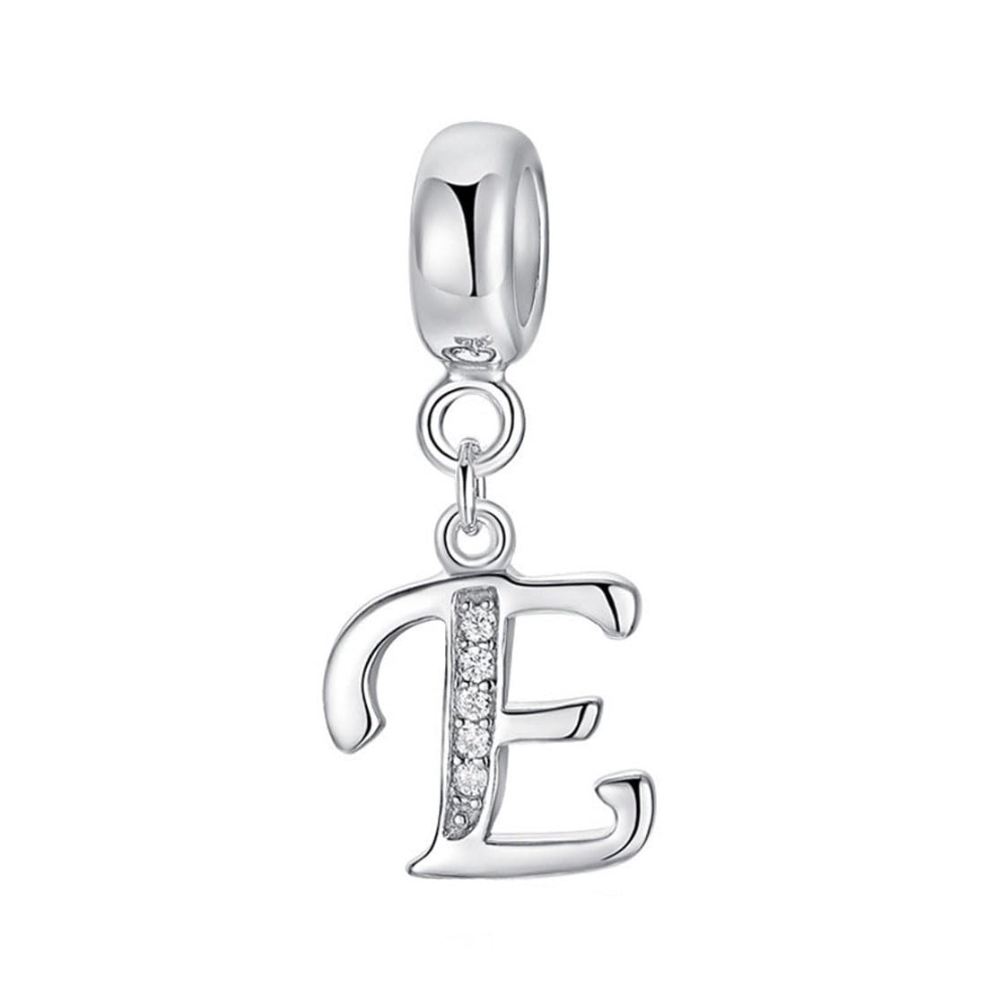 925 Sterling Silver Letter Charm Beads Alphabet Charms E Charm Anniversary Charm Words Charm fits Pandora Charms Bracelet (E)