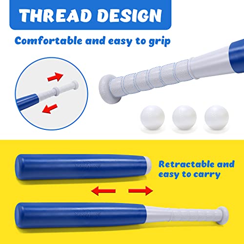 EagleStone 3 in 1 T Ball & Golf & Tennis Baseball Sets for Toddlers, Adjustable Tball Set for Kids 3-5, Golf Set with E-Practice Hole,Outdoor Indoor Game Toys w/ 11 Balls for Boys Girls