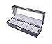 Sodynee Watch Box Large 6 Mens Black Pu Leather Display Glass Top Jewelry Case Organizer