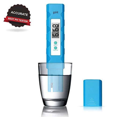 Digital PH Meter, Cakie PH Meter 0.01 PH High Accuracy Water Quality Tester 0-14 PH Measurement Range Household Drinking, Pool Aquarium Water PH Tester Design ATC (NewBlue)