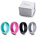 SYOURSELF Silicone Rings Women, Rubber Wedding Rings, 4 Pack Thick, Breathable, Stackable, Comfortable, Wide Ergonomic Design Rubber Wedding Rings Bands for Sports, Outdoors + Gift Box