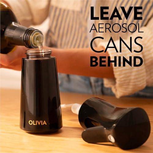 FLAIROSOL OLIVIA SIGNATURE Advanced Cooking Oil Sprayer Technology, Portion Control & Fine Mist, Refillable Glass Bottle, Drip & Leak Proof, Air Fryer