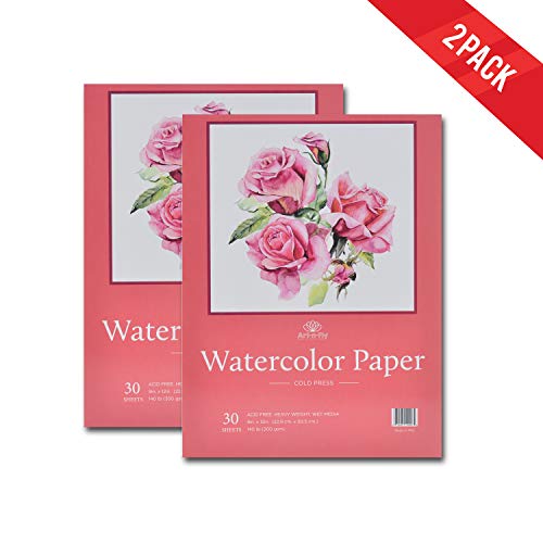 60 Sheets Total 9 x 12 Inch Watercolor Paper pad - 140lb Cold Press Watercolor Block