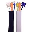 Cable Management Sleeve | Adjustable 80&rdquo; Black &amp; White Cable Organizer Made From Premium Quality Flexible Neoprene | Baltic Living Cord Organizer