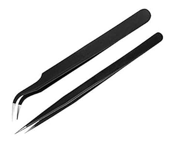 Vadda Bai Straight and Curved Tips Tweezers for Mobile/Gadget/Laptop and Jewelry Repair - Set of 2 Pieces