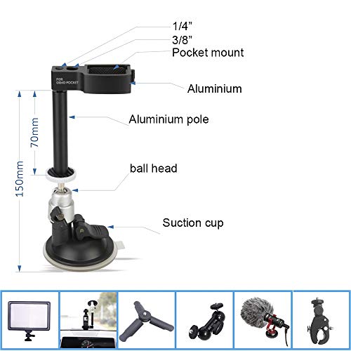 Hooshion Mount Bracket for Car Sucker for DJI Osmo Pocket,Gimbal Extension Module Holder Parts,Vehicle Window Suction Cup Mounting Adapter Converter - Thumbnail 4
