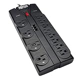 Tripp Lite 12 Outlet Surge Protector Power Strip, 8ft Cord, Right-Angle Plug, Tel/Modem Protection, RJ11, 150,000 Insurance (TLP1208TEL)