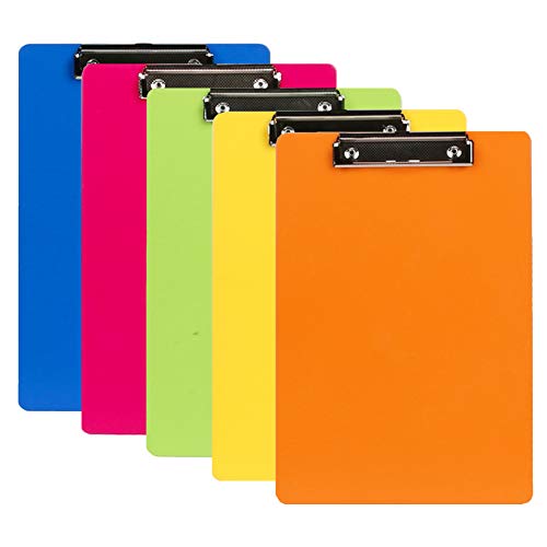 A4A5ClipboardPlasticTransparentClipboardColouredHeavyDutyClip