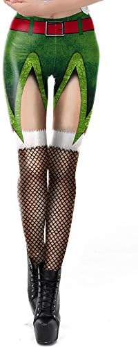 Christmas Print Leggings for Women Plus Size Girls High Waist Tummy Control Yoga Pants Butt Lift Soft Tights