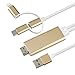 ZFKJERS 3 in 1 Phone to HDMI Cable, Mirroring Cellphone Screen to TV/Projector/Monitor Adapter, 1080P Resolution for iOS and Android Devices (Gold)