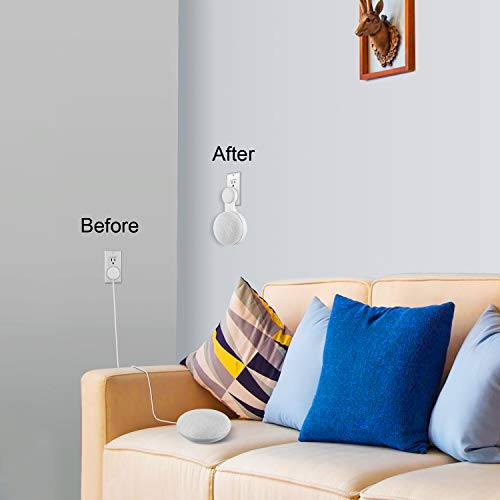 Google Home Mini Wall Mount Holder, Caremoo Space-Saving Design AC Outlet Mount, Perfect Cord Management for Google Home Mini Voice Assistant (White) - Thumbnail 6