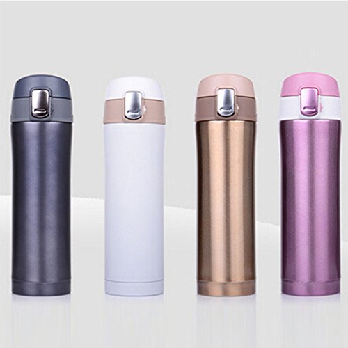 Zehui Thermal Bottle Stainless Steel Thermoses Vacuum Flask Water Bottle Bouncing Cover Cap Christmas Gift 450ML Black