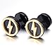 Youree Cheater Fake Ear Plugs Gauges Earring for Men Stainless Steel Dot Studs Illusion Screw Tunnel Dumbbell Black Earrings Ear Plugs Women 10mm 18G (ED07) (lightning)