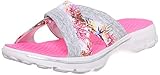 Skechers Performance Womens Go Walk Fiji Flip Flop, White Flower, 9 M US