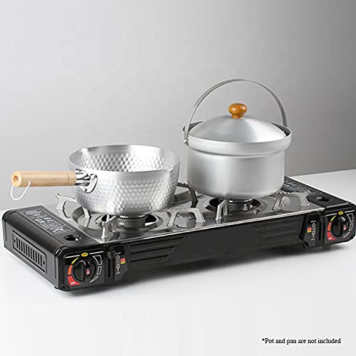 Nelumbo Butane Dual Burner Portable Camping Stove With Griddle Plate