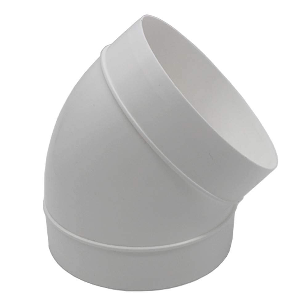 Kair 45 Degree Elbow Bend 125mm - 5 inch Round Plastic Ducting Joint to Connect Round Duct Pipe or Flexible Hose