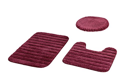 Baltic LinenBellados Luxury Bath Rug, Cranberry, 3 Piece Set