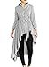 Annflat Women's Button Up Long Sleeve Asymmetrical Hem Belt Striped Shirt Blouse Tops Small Grey
