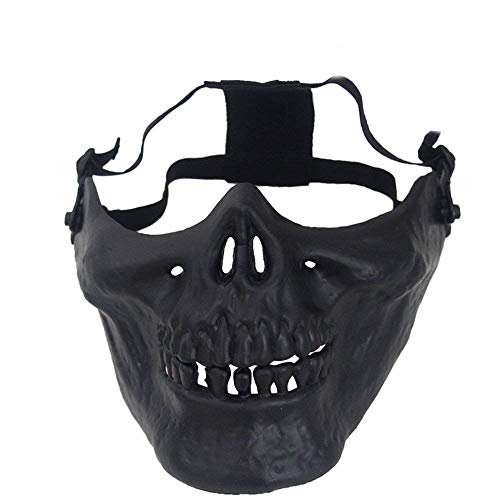 Xeminor Skull Mask Half Face Mask Airsoft Gear Mask Outdoor Protective Mask Halloween Cosplay Accessories Black - Thumbnail 6