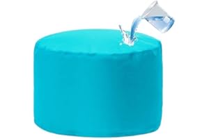SXBCyan Waterproof Round Pouf Ottoman Stool No Filler Beanbag Indoor Outdoor Pouf Foot Stool Storage Ottoman for Garden Camp Beach Bean Bag Chair Footrest Stool Corner Seat Footstool(Sea Blue)