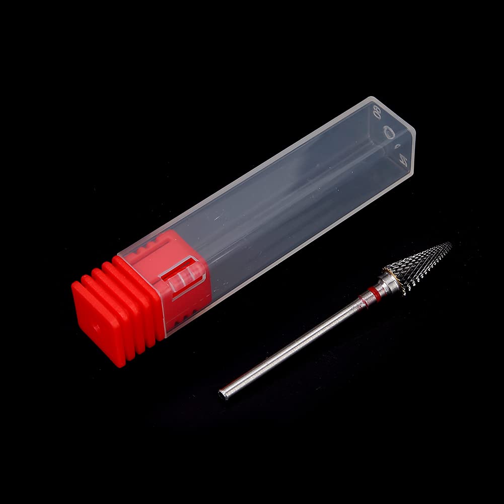 Nail Drill Bit, Tungsten Steel Nail Art Manicure Drill Bit, Electric Pedicure Manicure Grinding Head Cone Cuticle Drill Bit for Manicure Pedicure Salon Home Personal Use(Red label)
