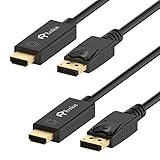 DP to HDMI, Rankie 2-Pack 6FT Gold Plated DisplayPort to HDMI HDTV Cable (Black) - R1102E