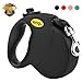 Retractable Dog Leash, 16 ft Nylon Dog Walking Leashes for Small Medium Large Dogs up to 110lbs, One Button Break & Lock, Tangle Free (Black)