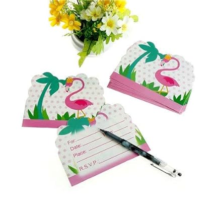 Happy Birthday Cartoon Invitations Flamingo Cards Baby Shower