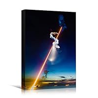 Canvas Wall Art Shooting Star Bedroom Contemporary Dramatic Landscape Mountain Multicolor Photography - 12x18 inches