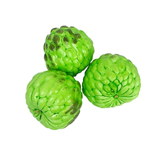 Lorigun 3 Pcs Artificial Tropical Fruit Cherimoya Sweetsop Annona Squamosa Lifelike Fake Fruits Home Decoration Photo Shoot Props Fruits